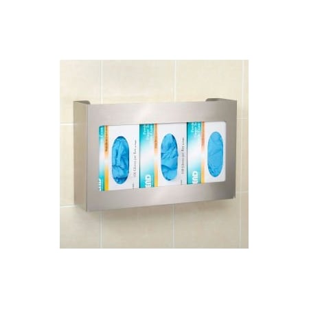 Global Equipment Triple Stainless Steel Glove Box Holder, 16"W x 3-3/4"D x 10"H HAG16104